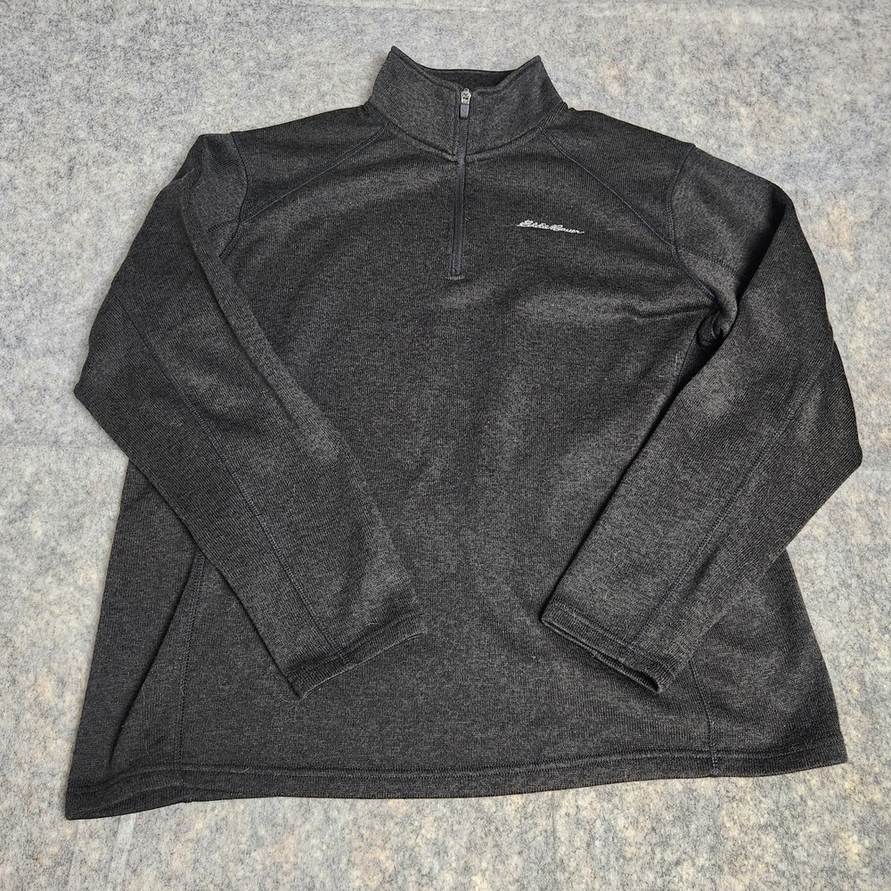Eddie Bauer Fleece Sweatshirt Men 2XL XXL Black Heathered Long Sleeve Pullover